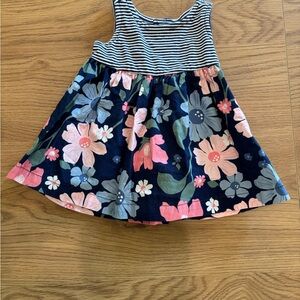 Striped and Floral Sleeveless new born Dress